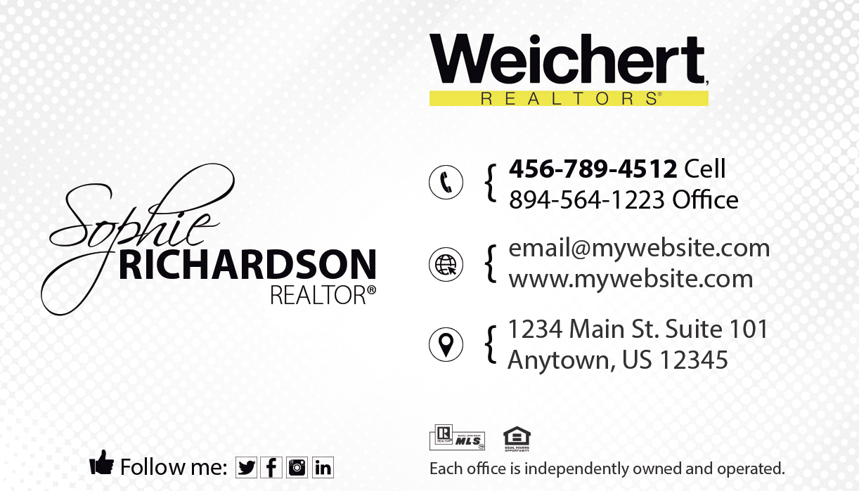 Weichert Realtors Cards, Weichert Realtors Business Cards, Weichert Agent Cards, Weichert Broker Cards