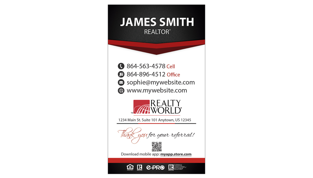 Realty World Cards, Realty World Business Cards, Realty World Agent Cards, Realty World Broker Cards, Realty World Realtor Cards