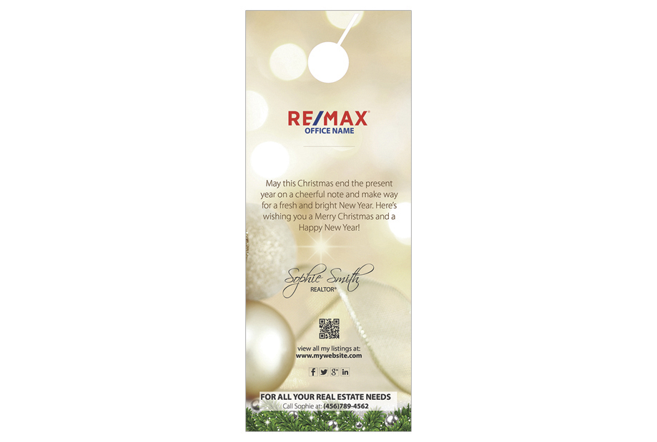 Remax Holiday Door Hangers, Remax Christmas Door Hangers, Remax Holiday Hangers, Remax Christmas Hangers