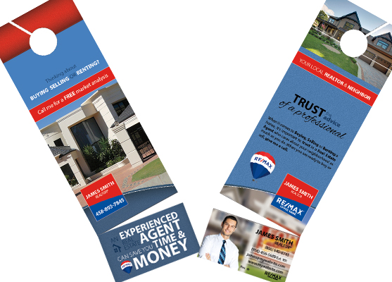 Remax Door Hangers Business Card Slits | Remax Hangers Tear Off Cards, Remax Door Hangers Rip Cards, Remax Door Hangers Business Card Holder