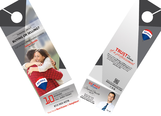 Remax Door Hangers Business Card Slits | Remax Hangers Tear Off Cards, Remax Door Hangers Rip Cards, Remax Door Hangers Business Card Holder