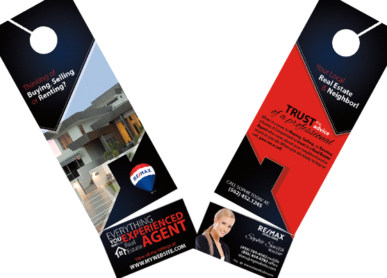 Remax Door Hangers Business Card Slits | Remax Hangers Tear Off Cards, Remax Door Hangers Rip Cards, Remax Door Hangers Business Card Holder