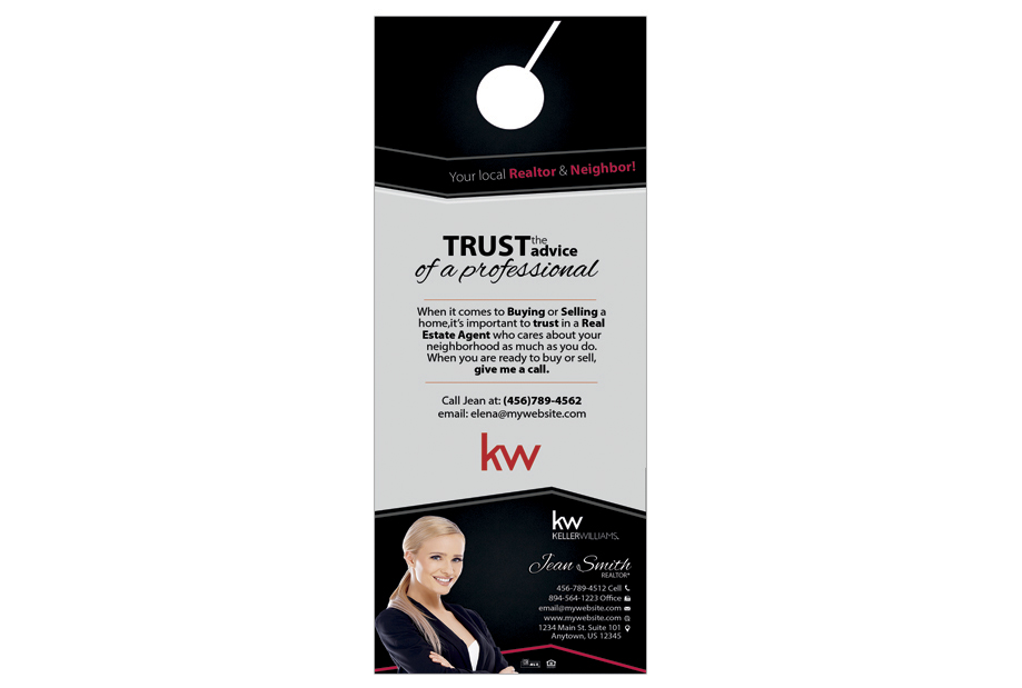 Keller Williams Door Hangers, Keller Williams Realtor Hangers, Keller Williams Agent Hangers, Keller Williams Office Hangers, Keller Williams Broker Hangers