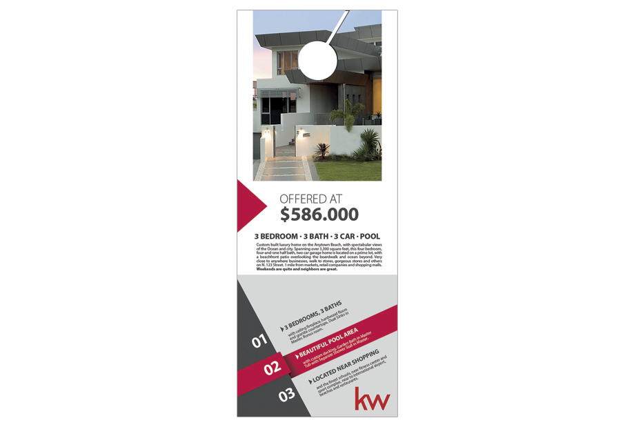 Keller Williams Door Hangers, Keller Williams Realtor Hangers, Keller Williams Agent Hangers, Keller Williams Office Hangers, Keller Williams Broker Hangers