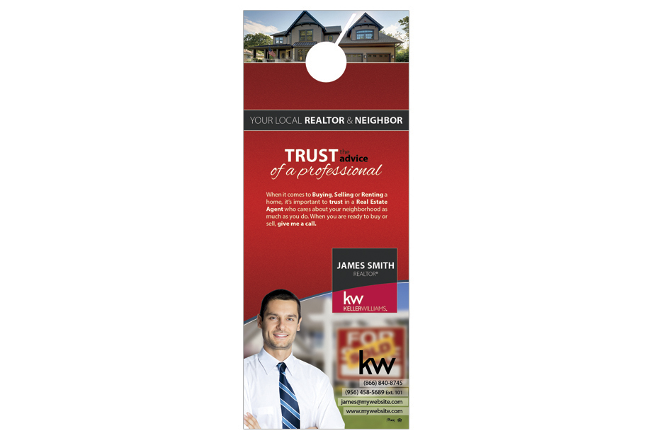 Keller Williams Door Hangers, Keller Williams Realtor Hangers, Keller Williams Agent Hangers, Keller Williams Office Hangers, Keller Williams Broker Hangers