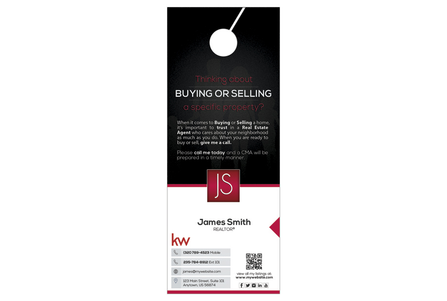 Keller Williams Door Hangers, Keller Williams Realtor Hangers, Keller Williams Agent Hangers, Keller Williams Office Hangers, Keller Williams Broker Hangers