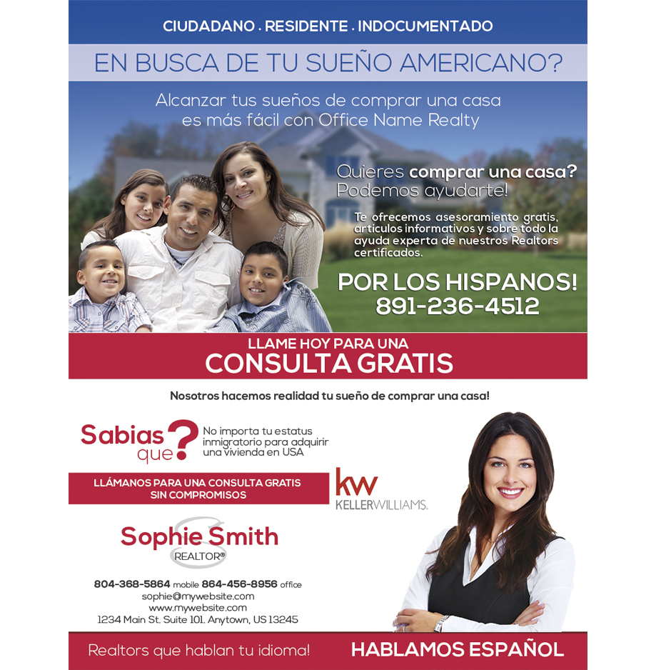 Keller Williams Spanish Flyers, Keller Williams Flyers, Keller Williams Agent Flyers,, Keller Williams Broker Flyers,, Keller Williams Office Flyers,, Keller Williams Realtor Flyers