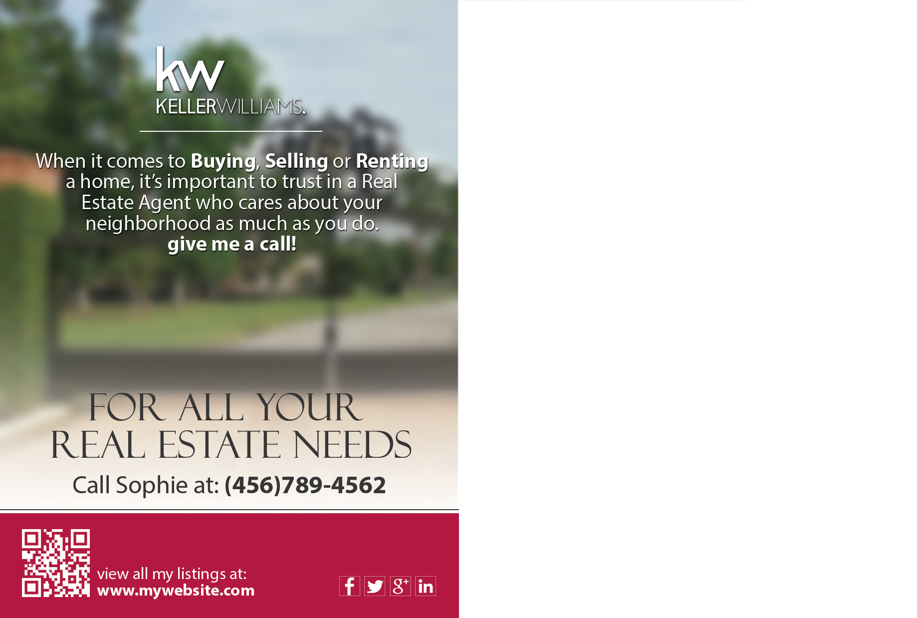 Keller Williams Postcards, Keller Williams Agent Postcards, Keller Williams Realtor Postcards, Keller Williams Broker Agent Postcards, Keller Williams Office Postcards