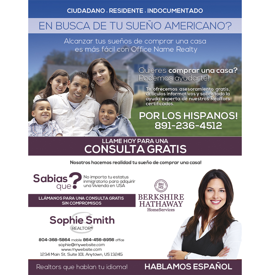 Berkshire Hathaway Spanish Flyers, Berkshire Hathaway Flyers, Berkshire Hathaway Realtor Flyers, Berkshire Hathaway Agent Flyers, Berkshire Hathaway Office Flyers, Berkshire Hathaway Broker Flyers