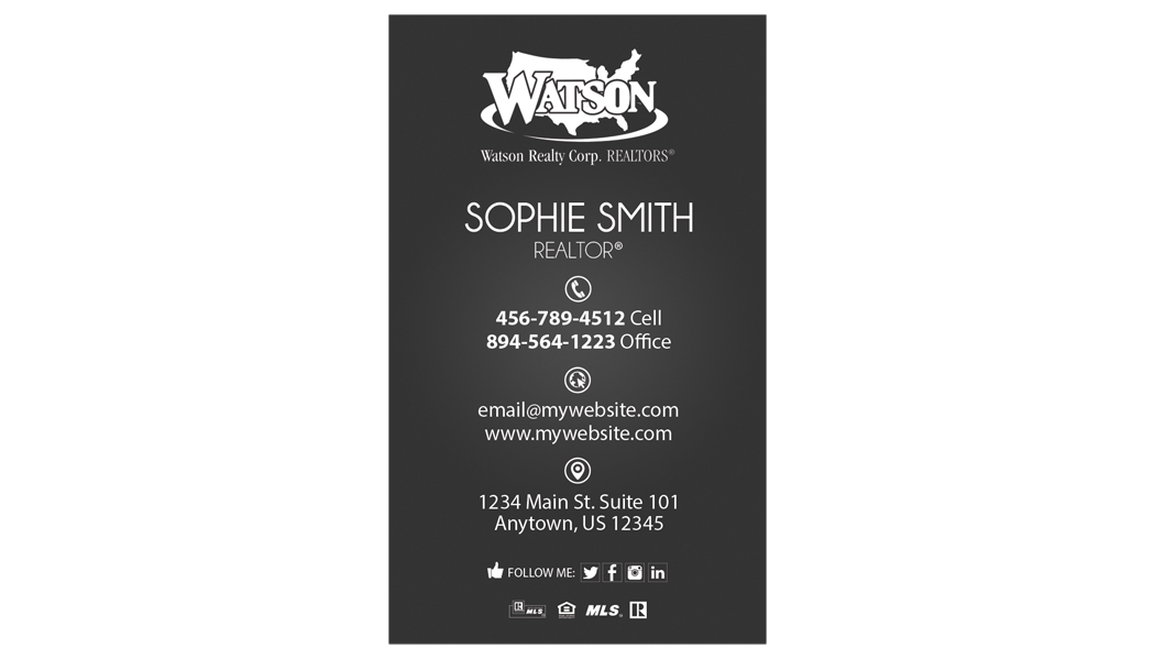 Watson Realty Business Cards, Watson Realty Cards, Watson Realty Realtor Cards, Watson Realty Agent Cards, Watson Realty Broker Cards, Watson Realty Office Business Cards