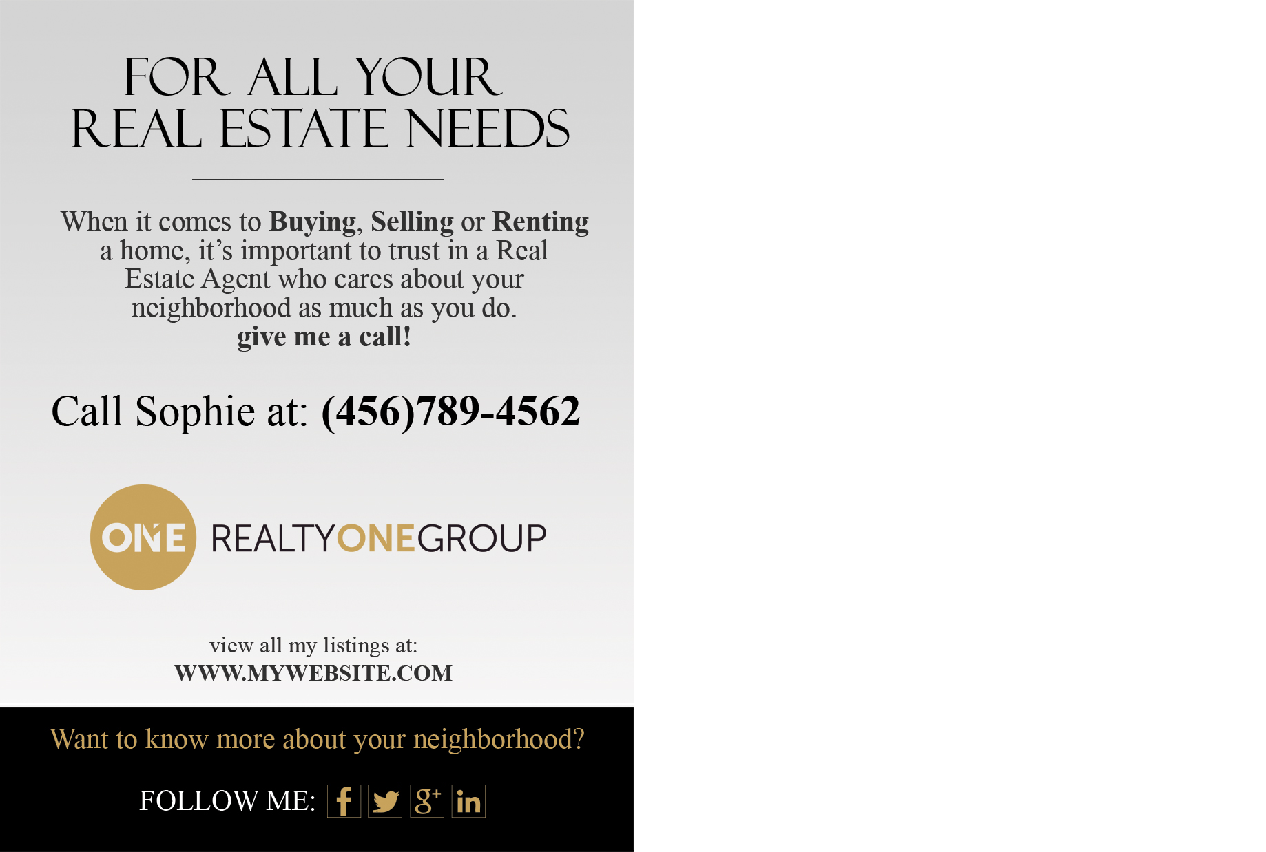 Realty One Group Realtor Cards, Realty One Group Agent Cards, Realty One Group Office Cards, Realty One Group Broker Cards