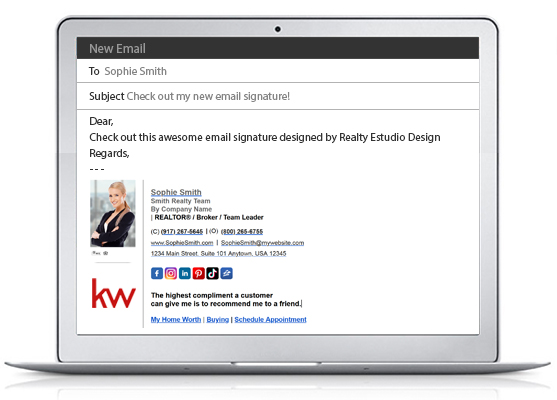Keller Williams HTML Email Signature | Keller Williams Clickable HTML Signature, KW HTML Email Signature | KW Clickable HTML Signature