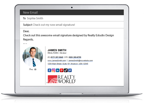 Realty World HTML Email Signatures | Realty World Clickable Email Signatures, Realty World HTML Signatures, Realty World Clickable Signatures